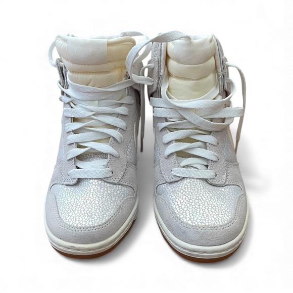 EUC - Nike Dunk Sky Hi Hidden Wedge Sneakers in Metallic Luster - Picture 2 of 9